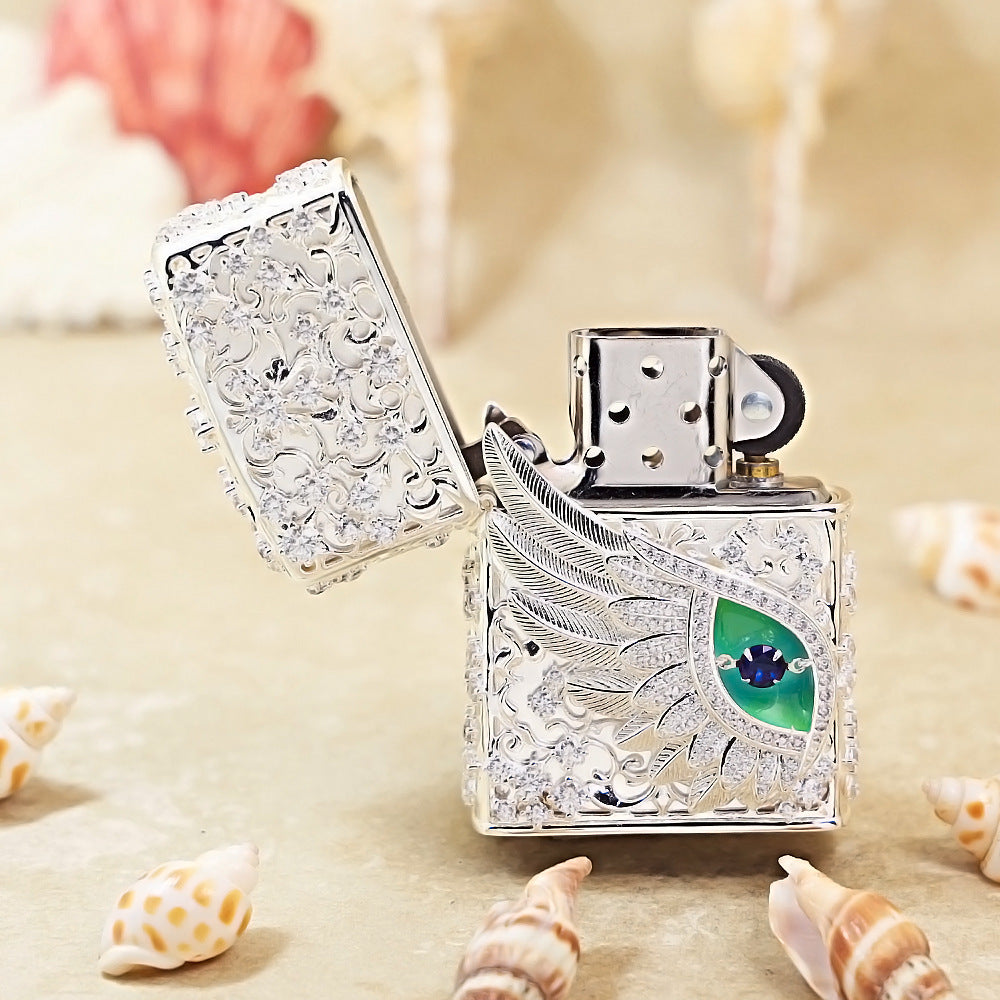Zippo Silver-Plated Shell Jeweled Angel Eye - CM67