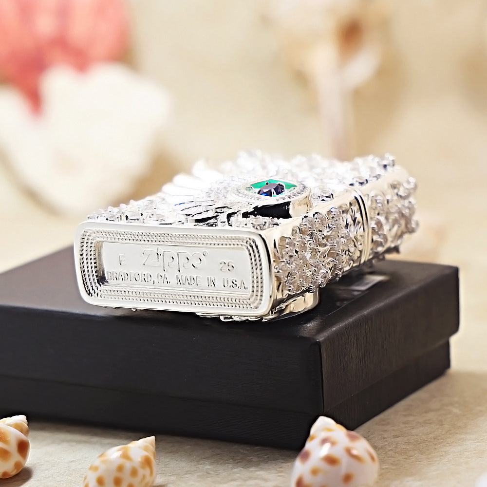 Zippo Silver-Plated Shell Jeweled Angel Eye - CM67