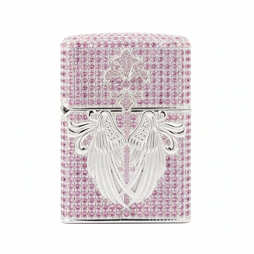 Zippo Silver-Plated Shell Pink Crystal Guardian Angel - CM80