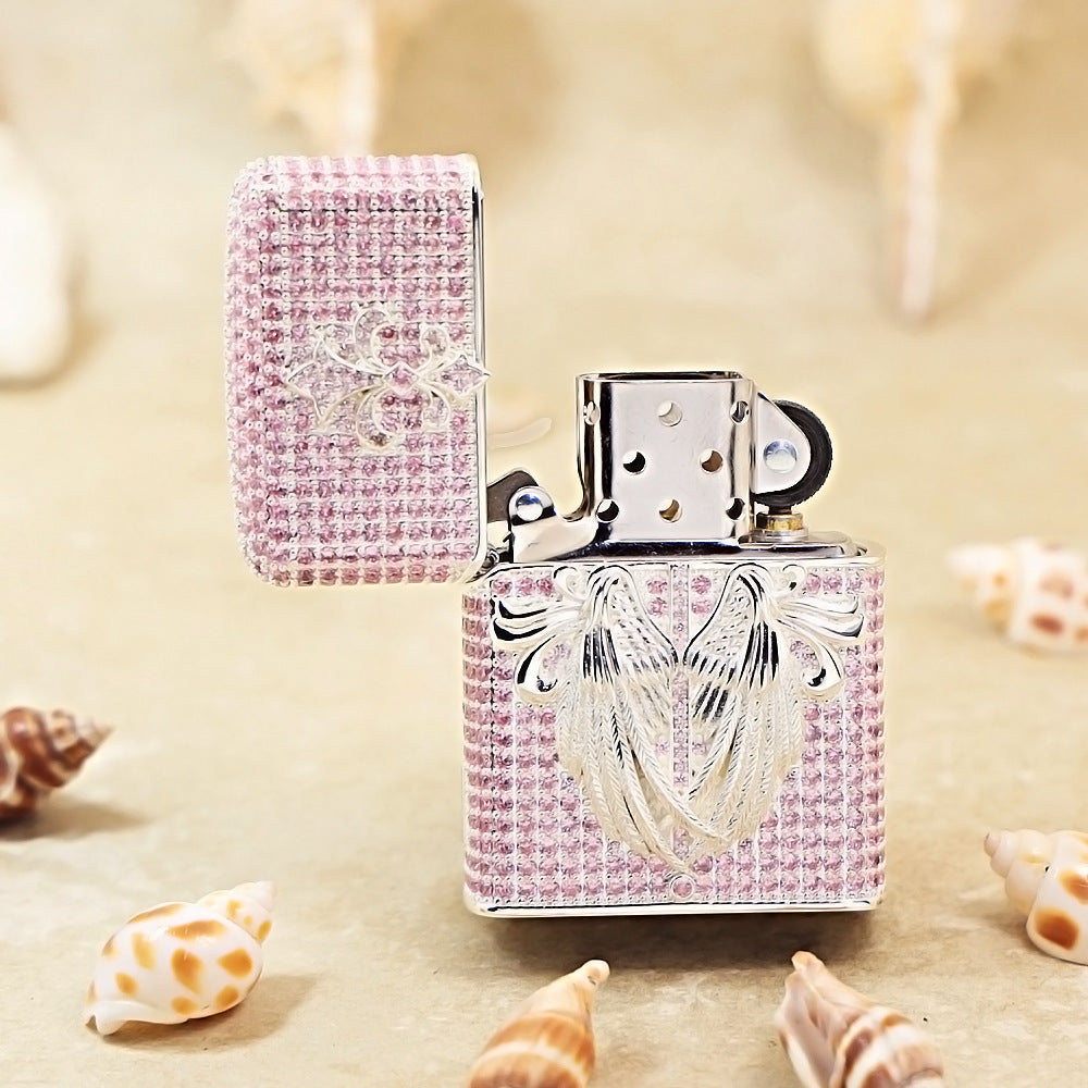 Zippo Silver-Plated Shell Pink Crystal Guardian Angel - CM80