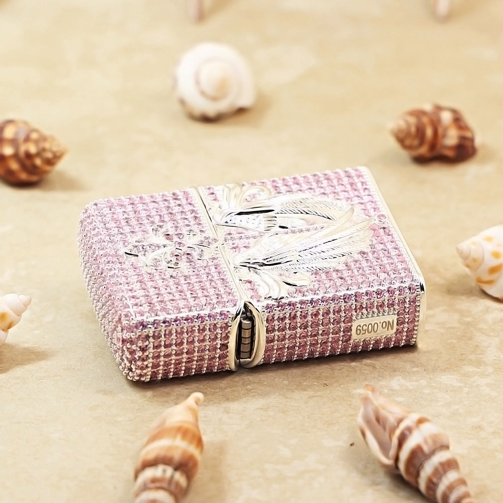 Zippo Silver-Plated Shell Pink Crystal Guardian Angel - CM80