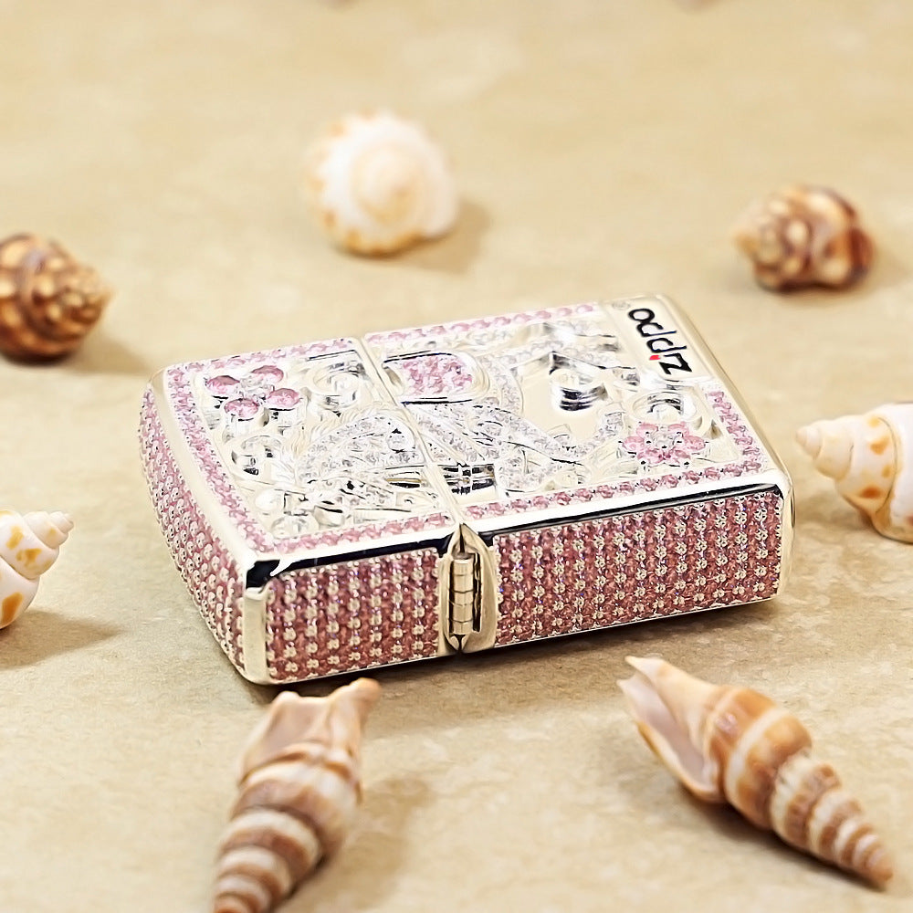 Zippo Silver-Plated Shell Pink Crystal Lead the Way Horse - CM60