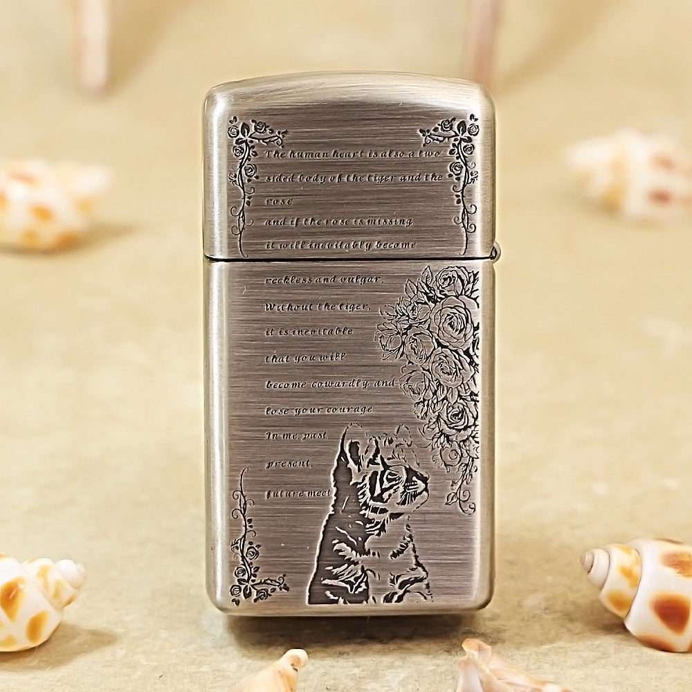 Zippo Slim Antique Silver Starry Sky Feline Spirit Shell Case - CM99