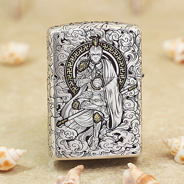 Zippo Two-Tone Silver and Gold Sun Wukong Monkey King Emblem - DS159
