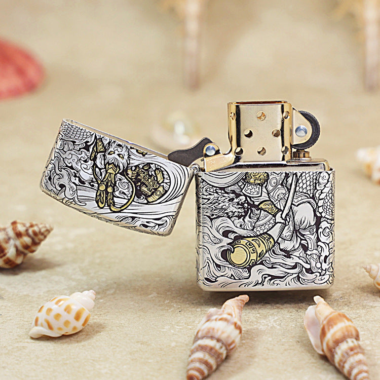 Zippo Two-Tone Silver and Gold Sun Wukong Monkey King Emblem - DS159