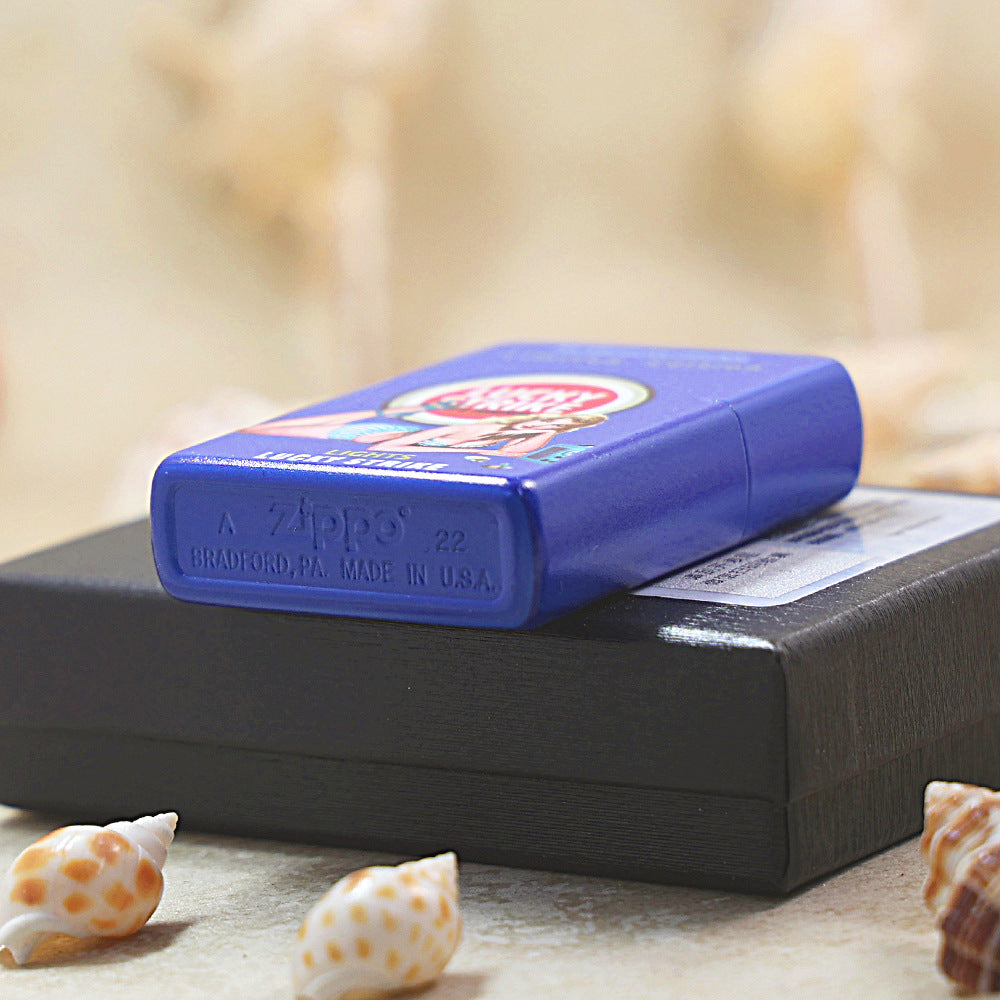 Zippo Blue Matte Color Printed Lucky Strike Pin-Up Girl - CS18