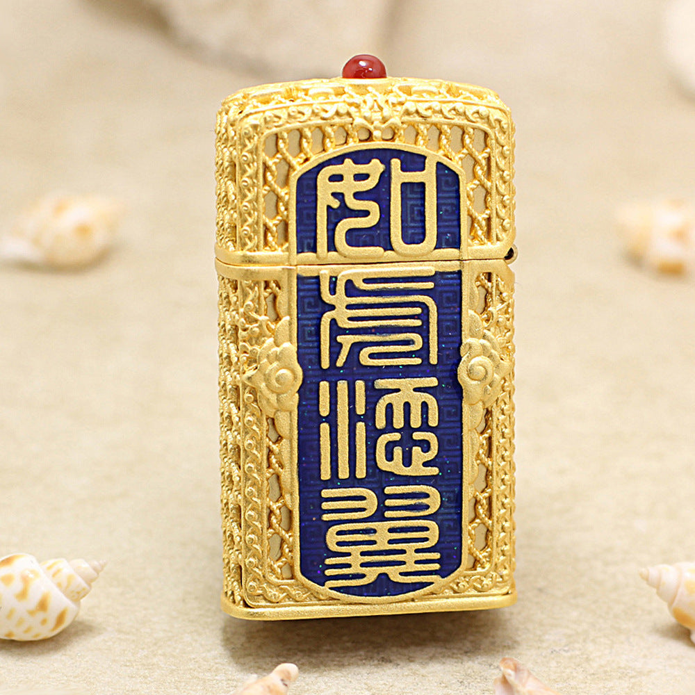 Zippo Heavy Relief Gold Filigree Winged Tiger Case Set - CM53