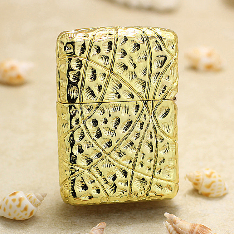 Zippo Heavy Relief Gold Warrior Armor Case Set - CM40