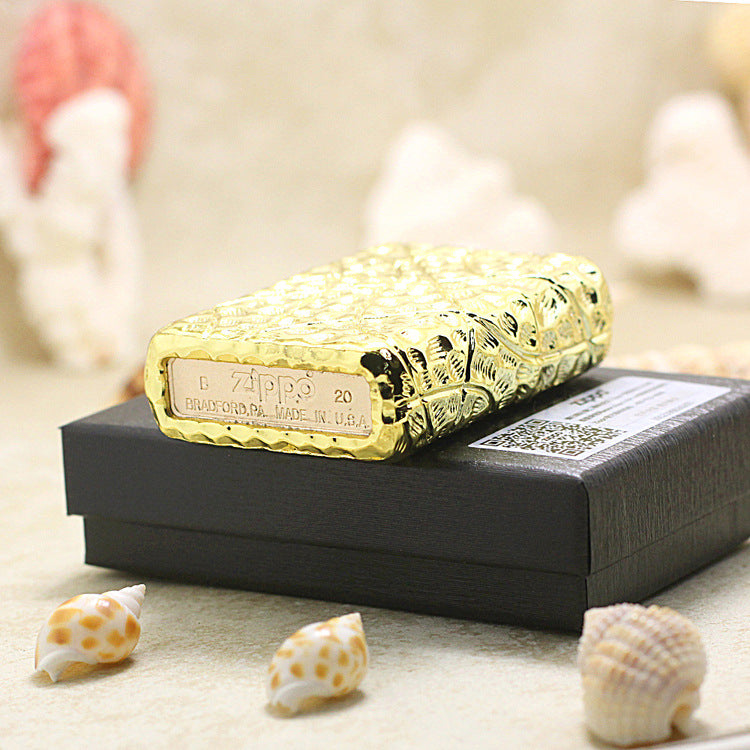 Zippo Heavy Relief Gold Warrior Armor Case Set - CM40