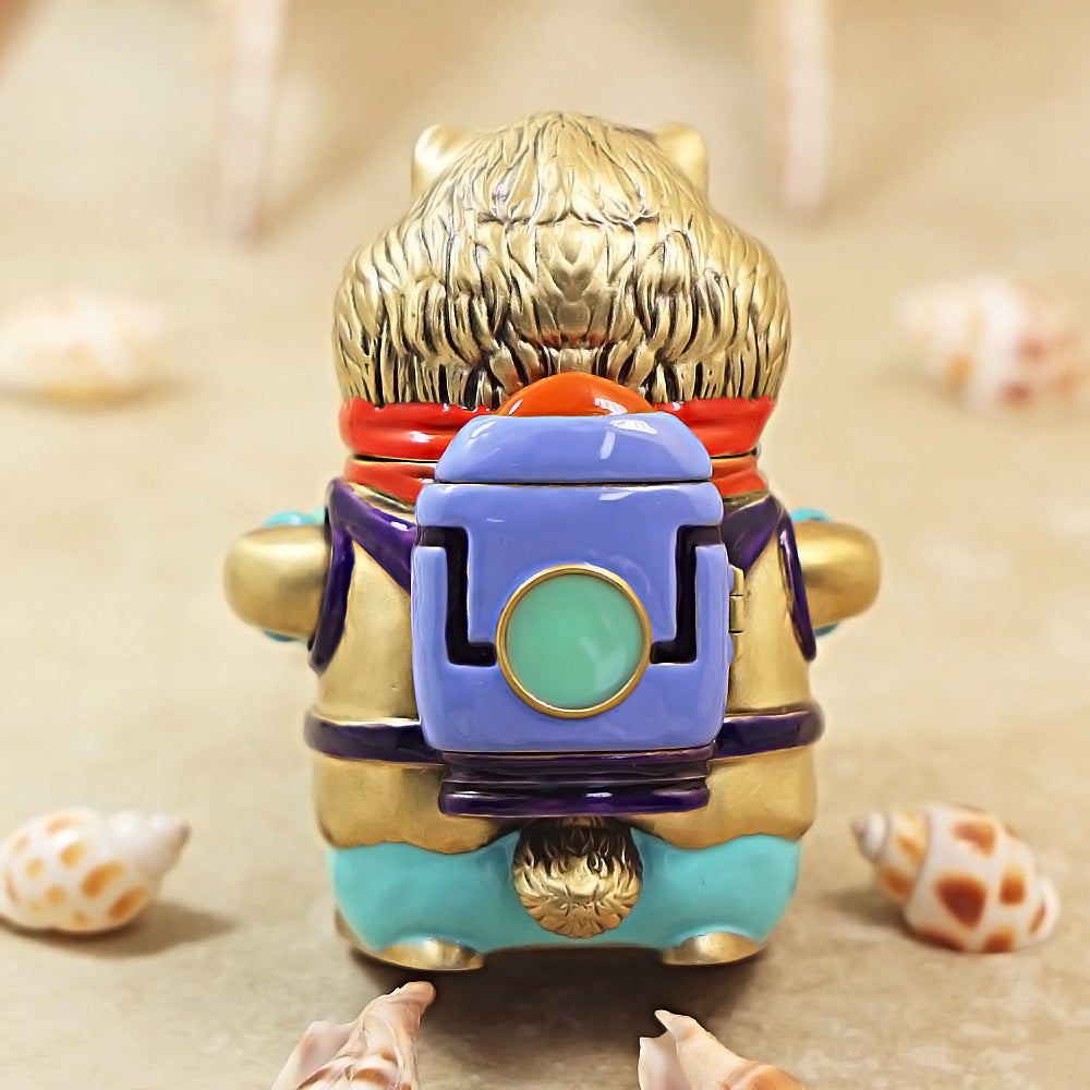 Zippo Heavy Relief Painted Gold Animal Figurine Basketball - CM10