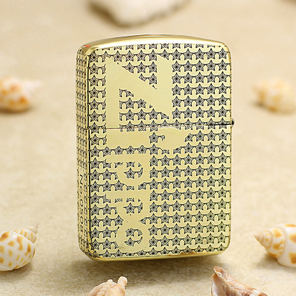 Zippo High Polish Brass Engraved Star Field Pin-Up Girl - CC134