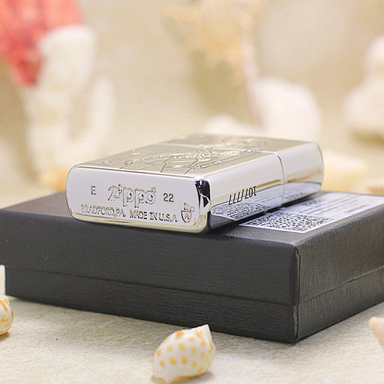 Zippo High Polish Chrome Engraved American Sexy Girl Pin-Up - SC22