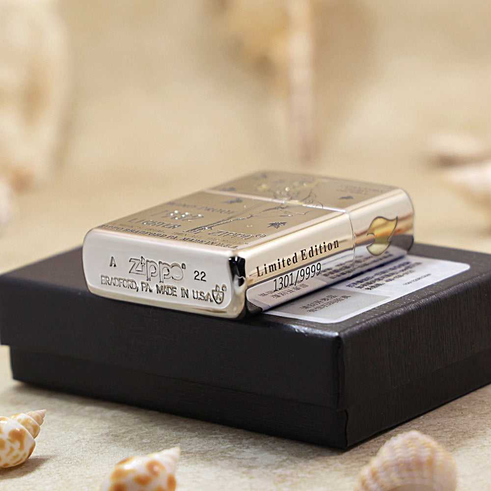 Zippo High Polish Chrome Engraved Pin-Up Girl with Falling Leaves - SC04