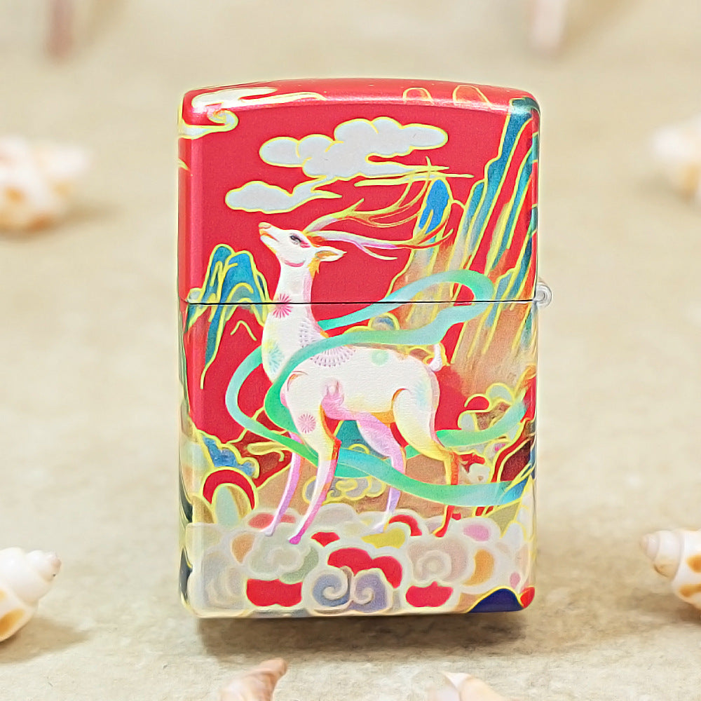 Zippo Red Color Printed Nine-Colored Divine Deer and Moon - CS21