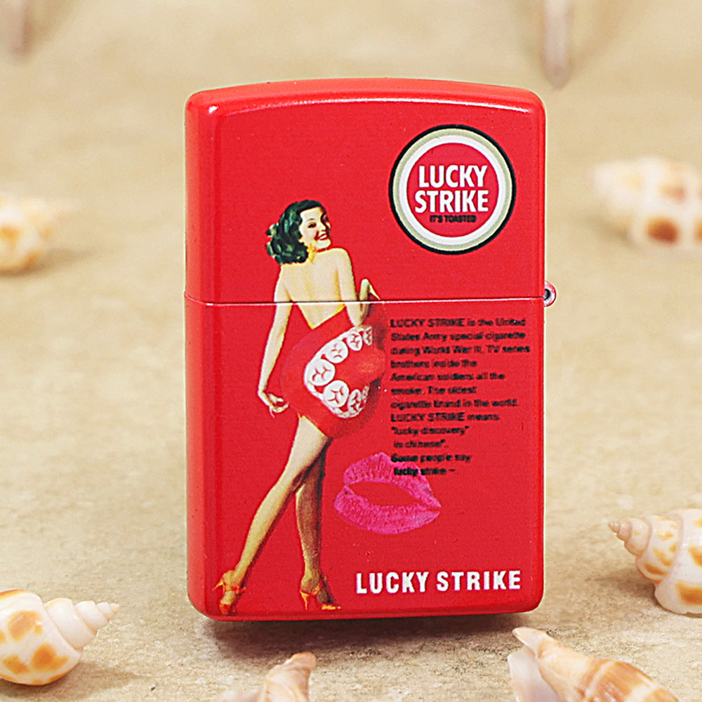 Zippo Red Matte Color-Printed Lucky Strike Pin-Up Girl - CS09