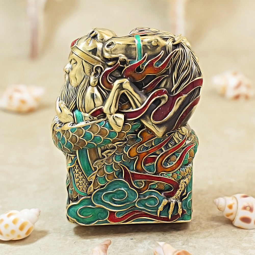 Zippo Silver and Gold Case Set Guan Yu God of War - CM26