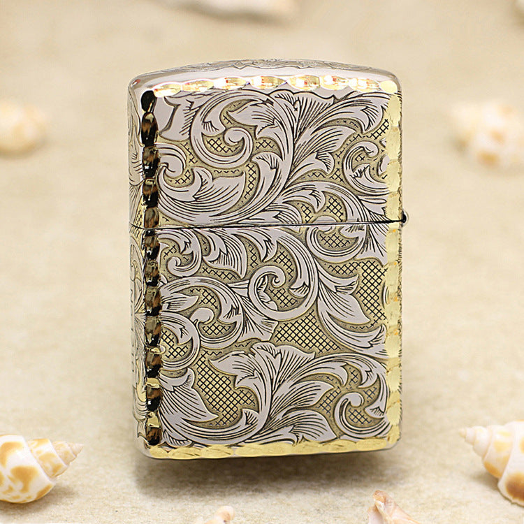 Zippo Two Tone Deep Carved Arabesque Pin-Up Girl in the Wind - SC07